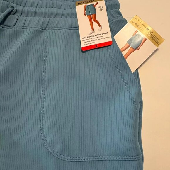 Mondetta Womens Midweight Blue Ribbed Scuba Short NWT - Picture 2 of 11